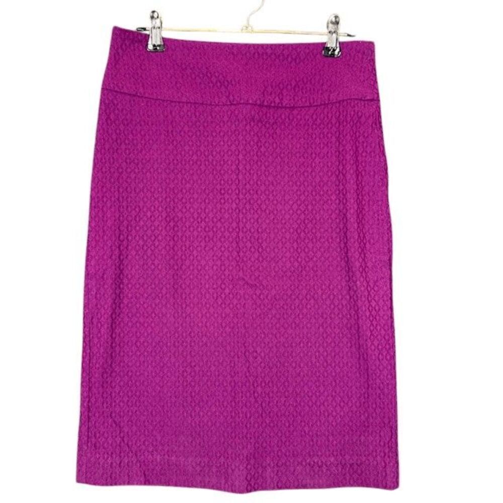 Margaret M Stretch Pencil Skirt Textured‎ Magenta Pull On Size XS